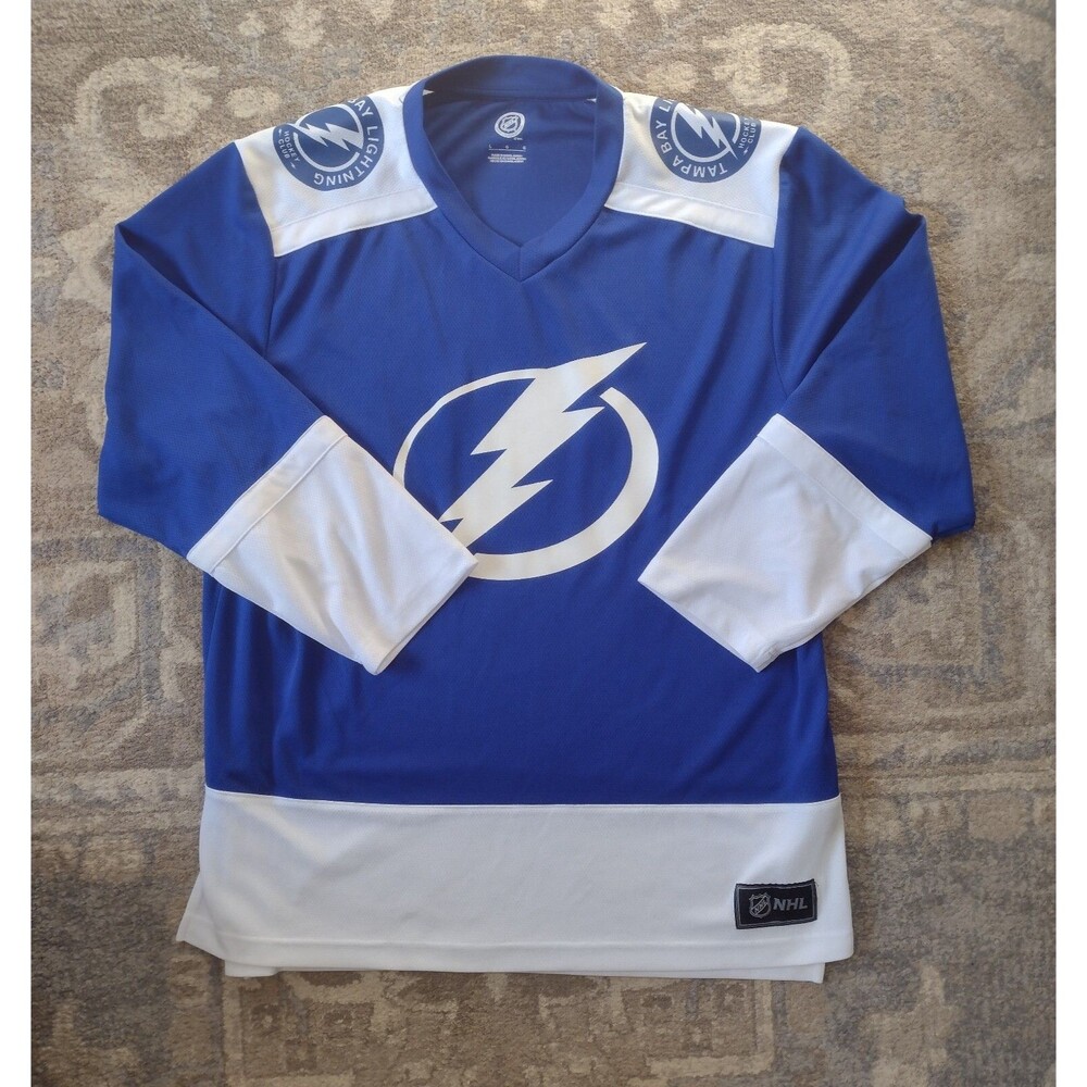 NHL Hockey Jersey Mens L Tampa Bay Lightning Bolts Blue Florida Sports